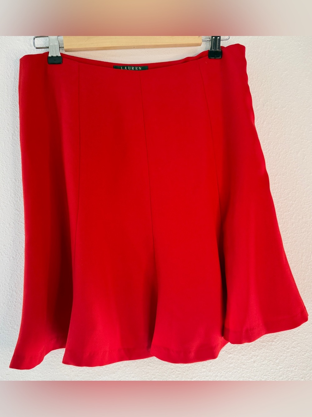 Vintage 90s Lauren Ralph Lauren Cherry Red A-line Mini Skirt Pleated Feminine 4